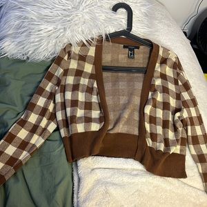 Brown and cream checkered forever 21 sweater
